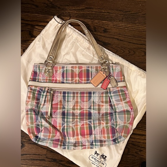 Coach Poppy Madras Large Handbag Tote, Exc Cond. - Picture 1 of 9